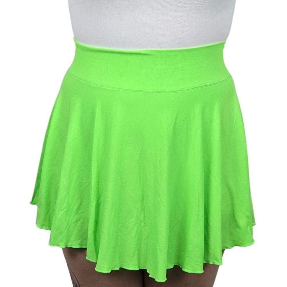 Large Lime Green Casual A-Line Skirt with Shorts and Pockets [OQQ4-LimeGreen]